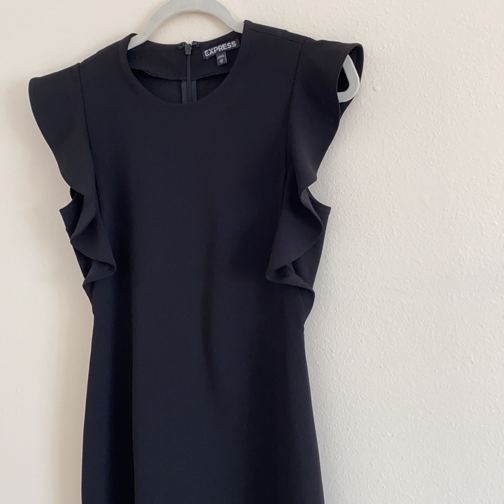 Express black ruffle mini dress sleeveless - Picture 7 of 10